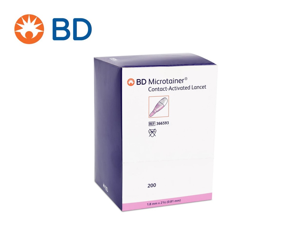 BD MICROTAINER Lancettes cont 21Gx1.8mm, rose