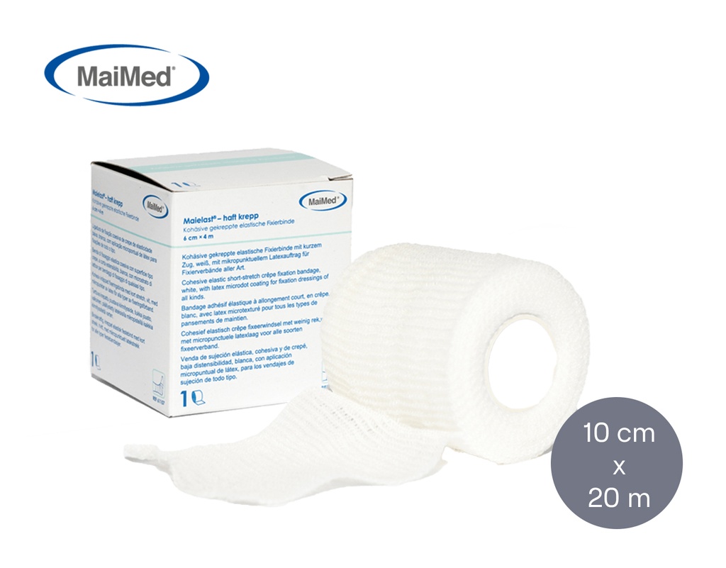 [MaiMed] Bande de gaze élastique et adhésive, 10 cm x 20 m, blanc, 10 pcs