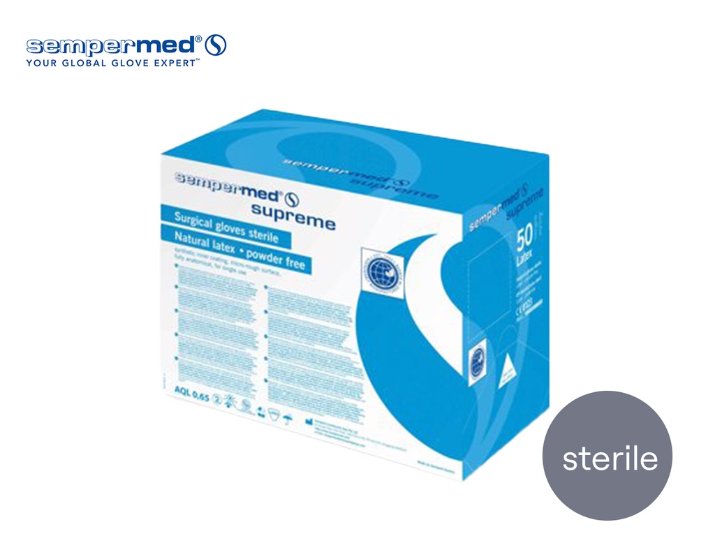 [Sempermed] Gants stérile, non-poudrés, latex naturel, 50 pcs
