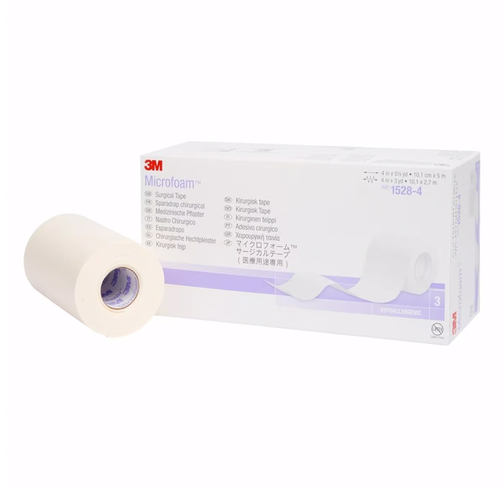 [3M/1528-4] Microfoam 10cmx5m, bande chirurgicale, 3 rlx