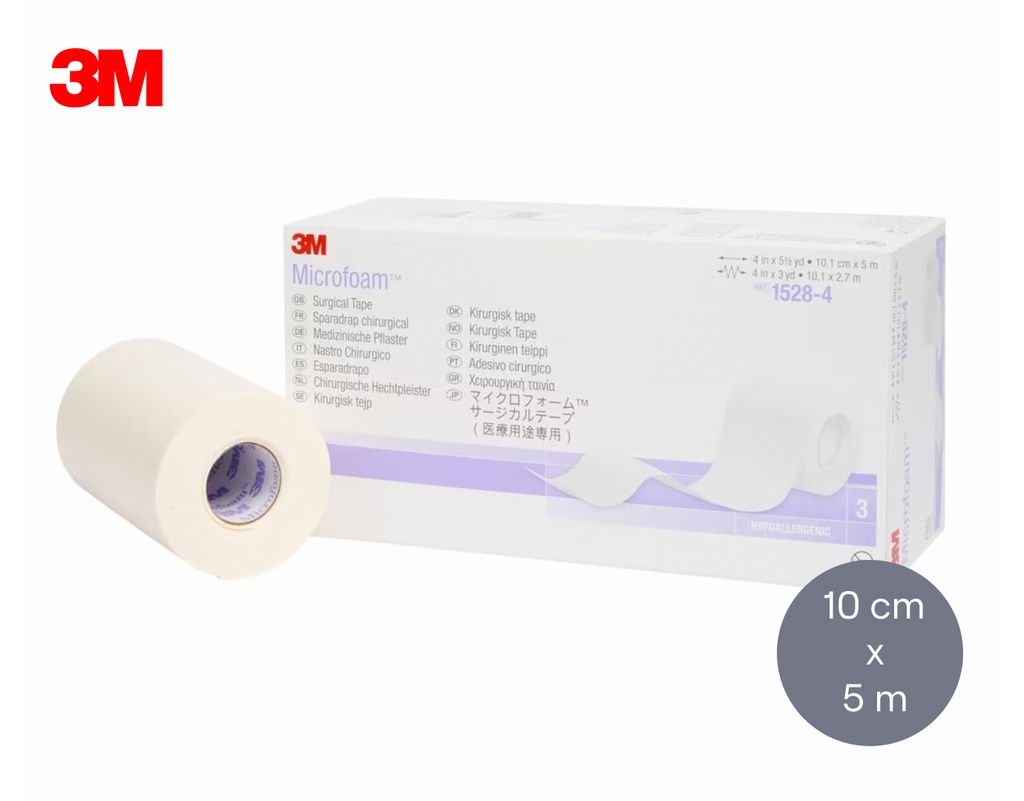[3M/1528-4] Microfoam 10cmx5m, bande chirurgicale, 3 rlx