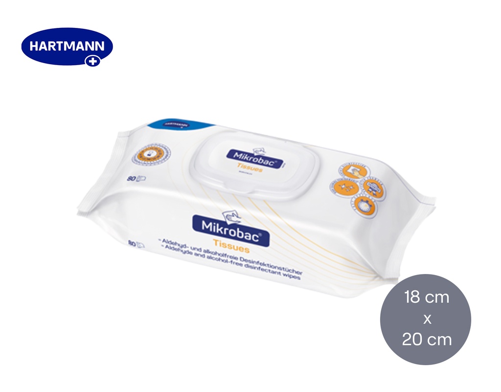 [Hartmann] Mikrobac® Tissues Flowpack à 80 lingettes 180 x 200 mm, 6 pcs