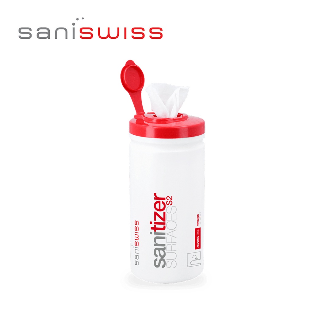 [SaniSwiss] S2 - Nettoyant desinfectant surfaces 200 lingettes, 12 PACK