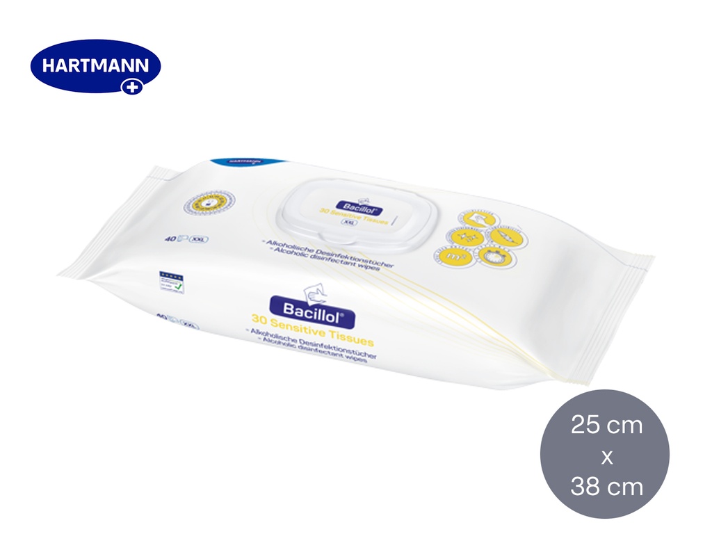 [Hartmann] Bacillol 30 sensitive Flowpack à 40 lignettes 25 x 38 cm, 6 pcs