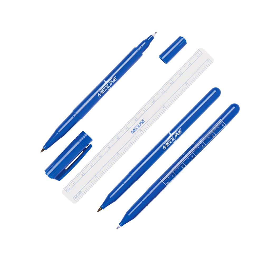 [Medline] Stylo pour marquage de la peau stérile, avec règle de 15 cm, 50 pcs
