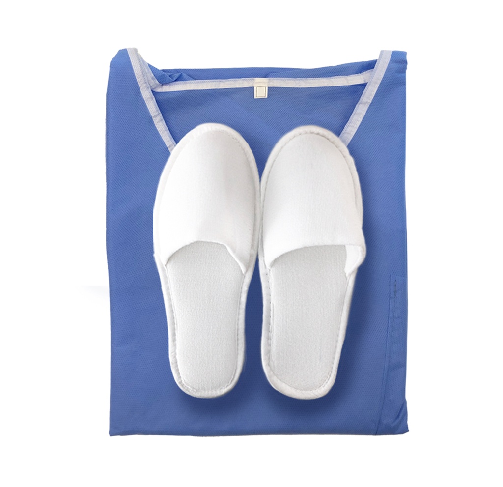 [Kit] Bademantel für Patienten (30 gsm, XL) + Pantoffeln, 50 Stk.