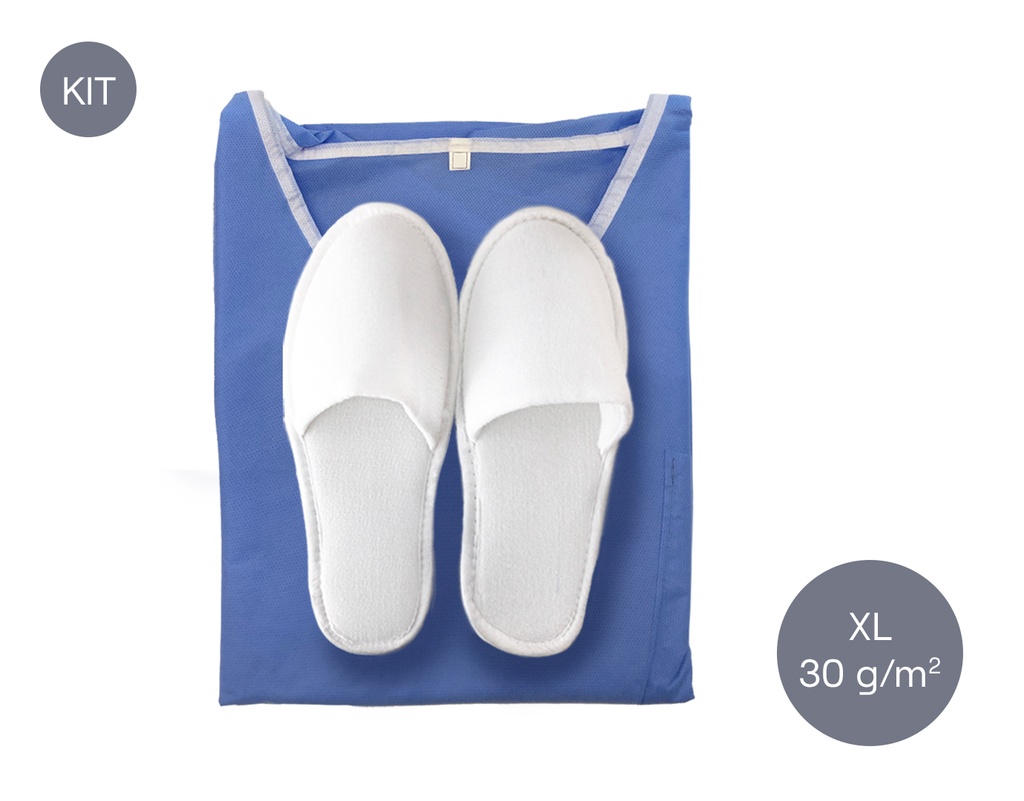 [Kit] Peignoir (30 gsm, XL) + Pantoufles, 50 pcs