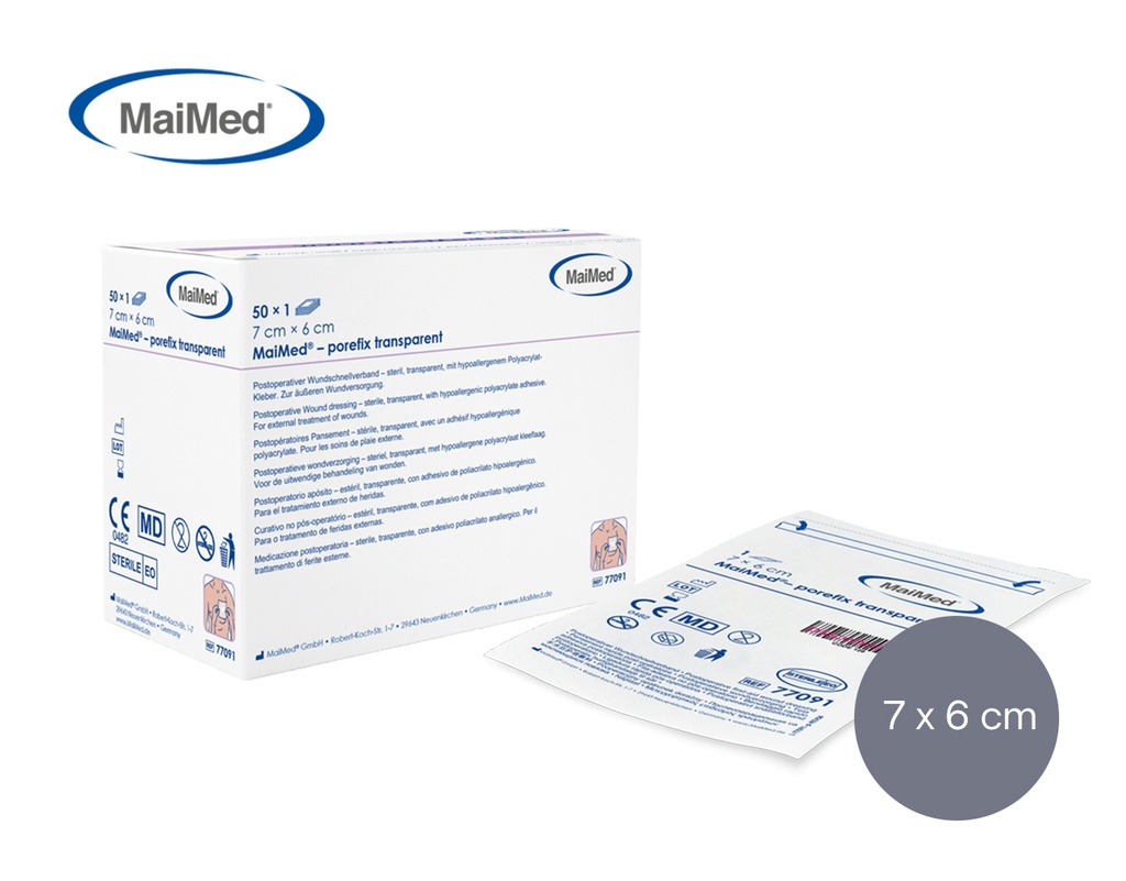[MaiMed] Wundpflaster 7x6cm transparent steril, 50 Stk